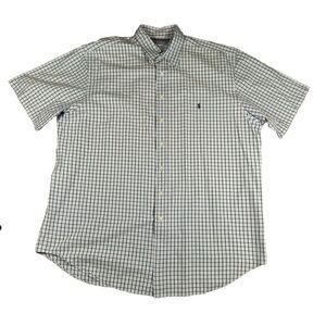Ralph Lauren Polo Shirt Mens 2XLT Blue Plaid‎ 100% 2 ply Cotton Pony